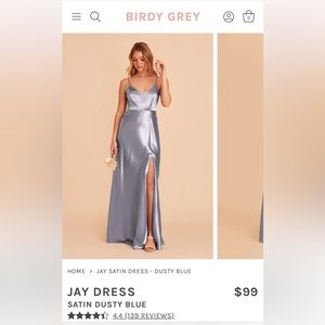 Birdy grey jay dress satin dusty blue size Medium